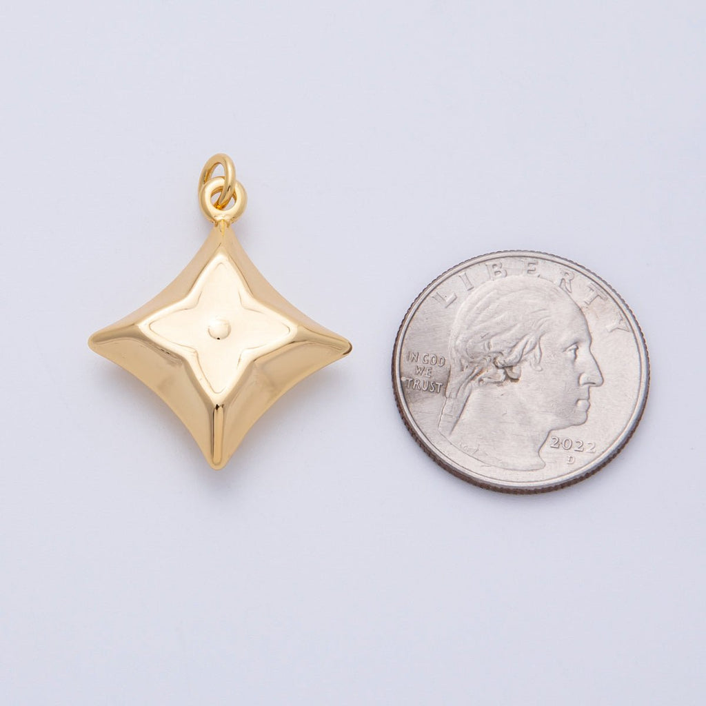 18K Gold Filled 29.5mm Flower Star Chubby Multidimensional Charm | Charms-00331