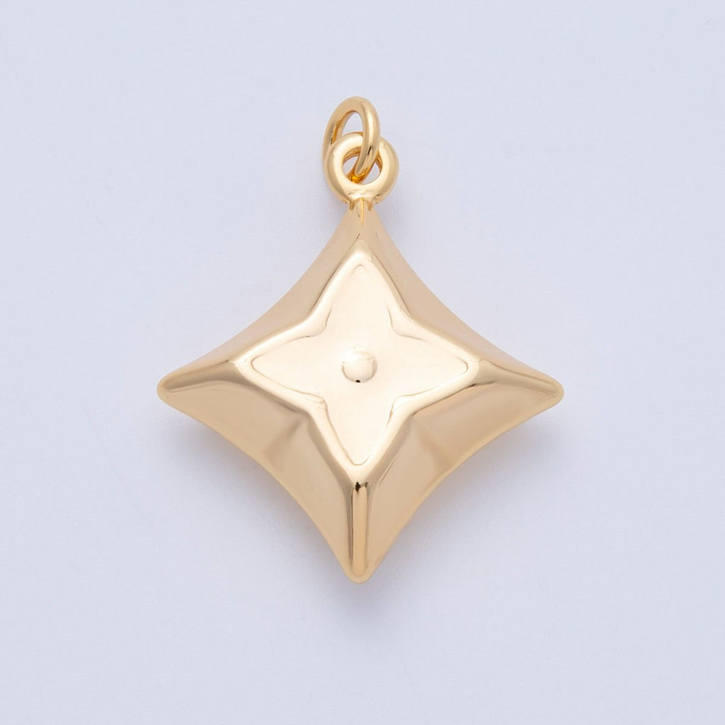 18K Gold Filled 29.5mm Flower Star Chubby Multidimensional Charm | Charms-00331