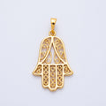 18K Gold Filled 29mm Filigree Hamsa Hand Religious Pendant | Charms-00258