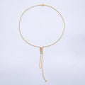 18K Gold Filled 2mm Clear CZ Gradient Round Ball Bead 18" Inch Lariat Necklace | WA-04037