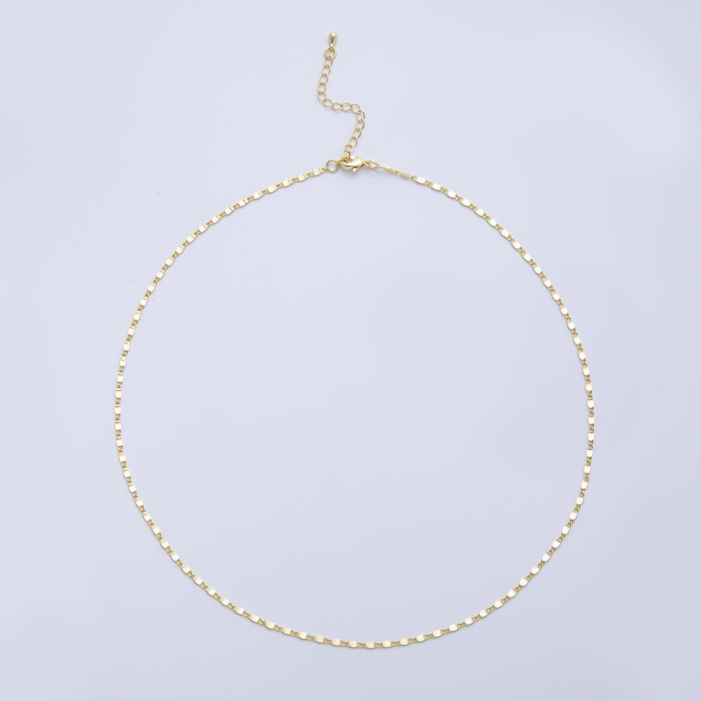 18K Gold Filled 2mm Minimalist Mariner Link Chain 18 Inch Necklace | WA-3988