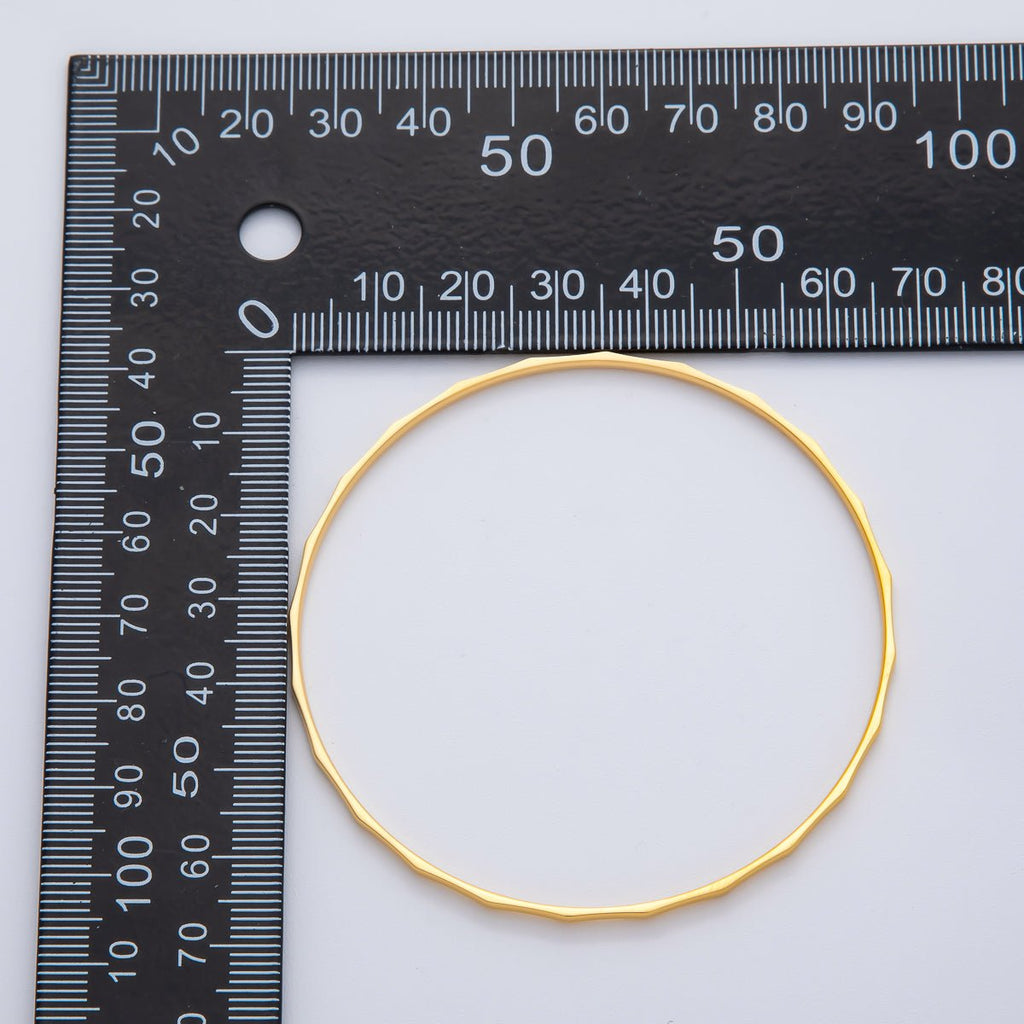 18K Gold Filled 2mm Thin Geometric Wavy Bangle Bracelet | WA-01459