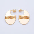 18K Gold Filled 30.5mm Minimalist J-Shaped Fringe Drop Studs | Earrings-00195