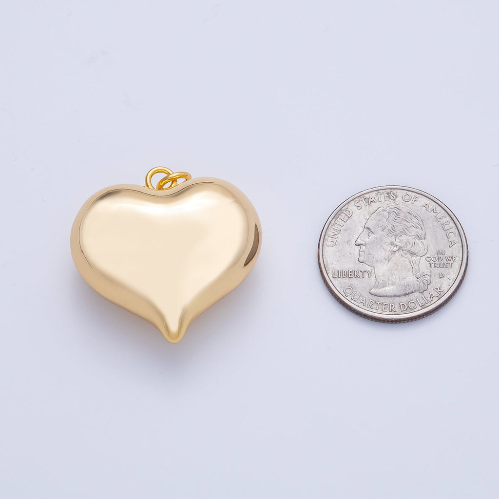 18K Gold Filled 30mm Minimalist Chubby Heart 3D Multidimensional Charm | AK123