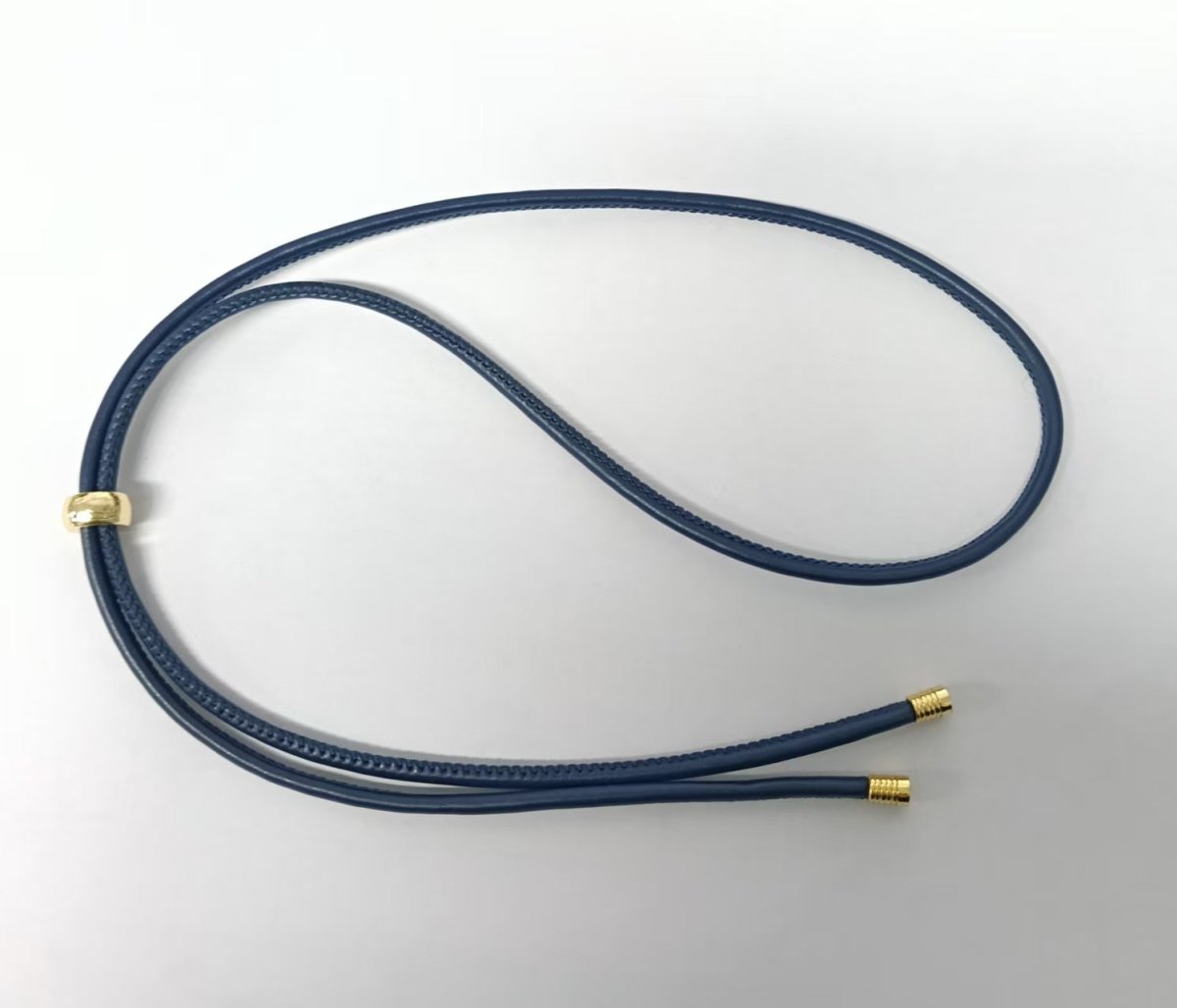 18K Gold Filled 3.3mm Blue  Faux Leather Slide Bolo Lariat Chain 15.75 Inch Necklace | WA-04144