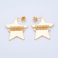 18K Gold Filled 33mm Minimalist Celestial Star Fringe Drop Studs | Earrings-00196