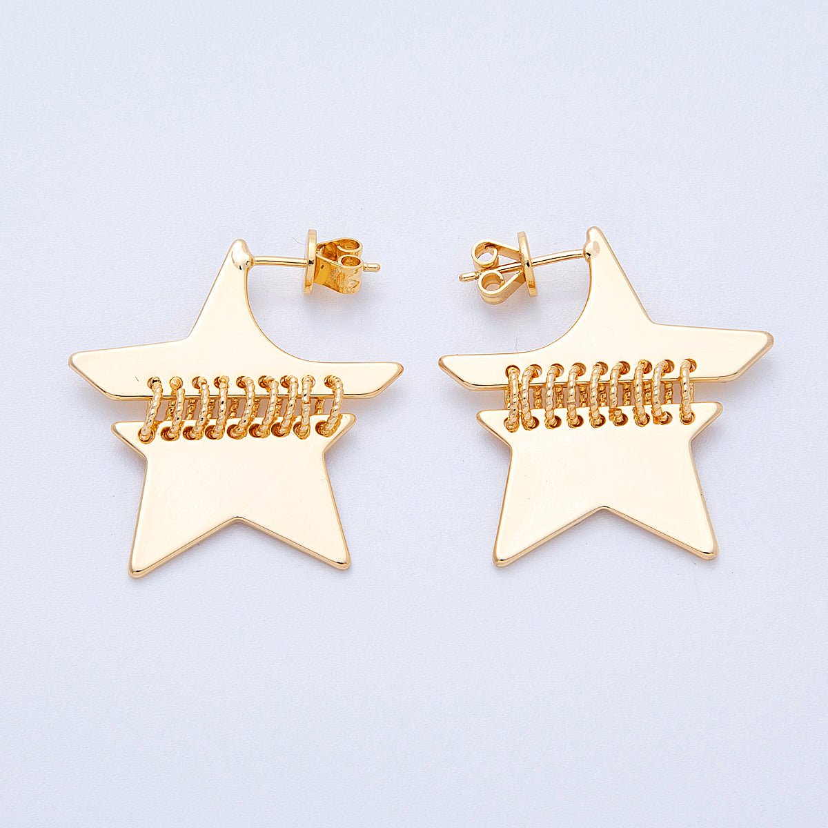 18K Gold Filled 33mm Minimalist Celestial Star Fringe Drop Studs | Earrings-00196