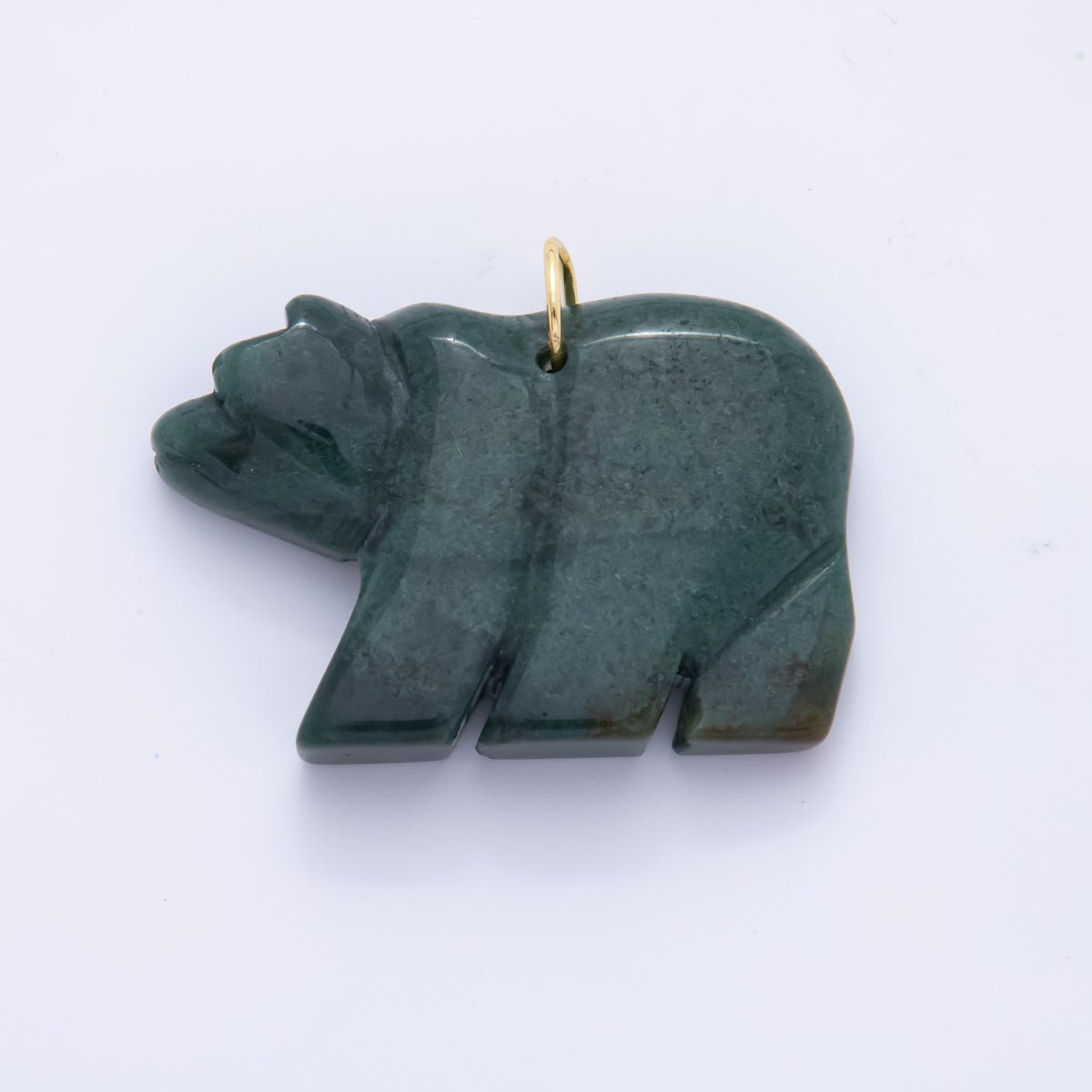 18K Gold Filled 35mm Aventurine, Rose Quartz, Clear Quartz, Carnelian Bear Animal Gemstone Charm | AH930 AH931