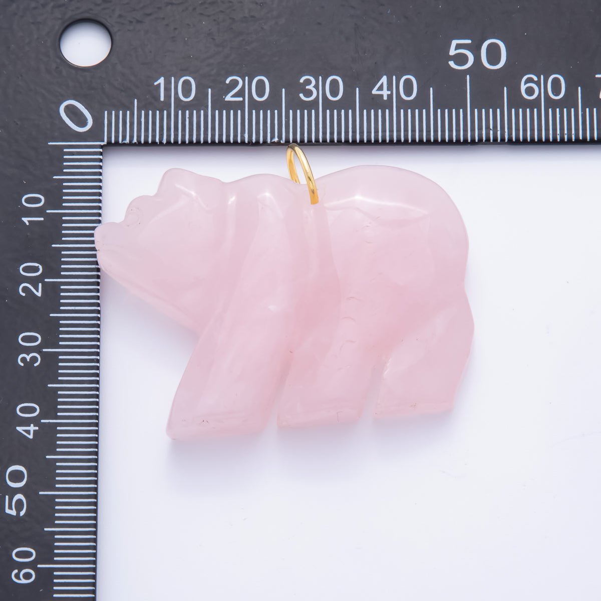 18K Gold Filled 35mm Aventurine, Rose Quartz, Clear Quartz, Carnelian Bear Animal Gemstone Charm | AH930 AH931
