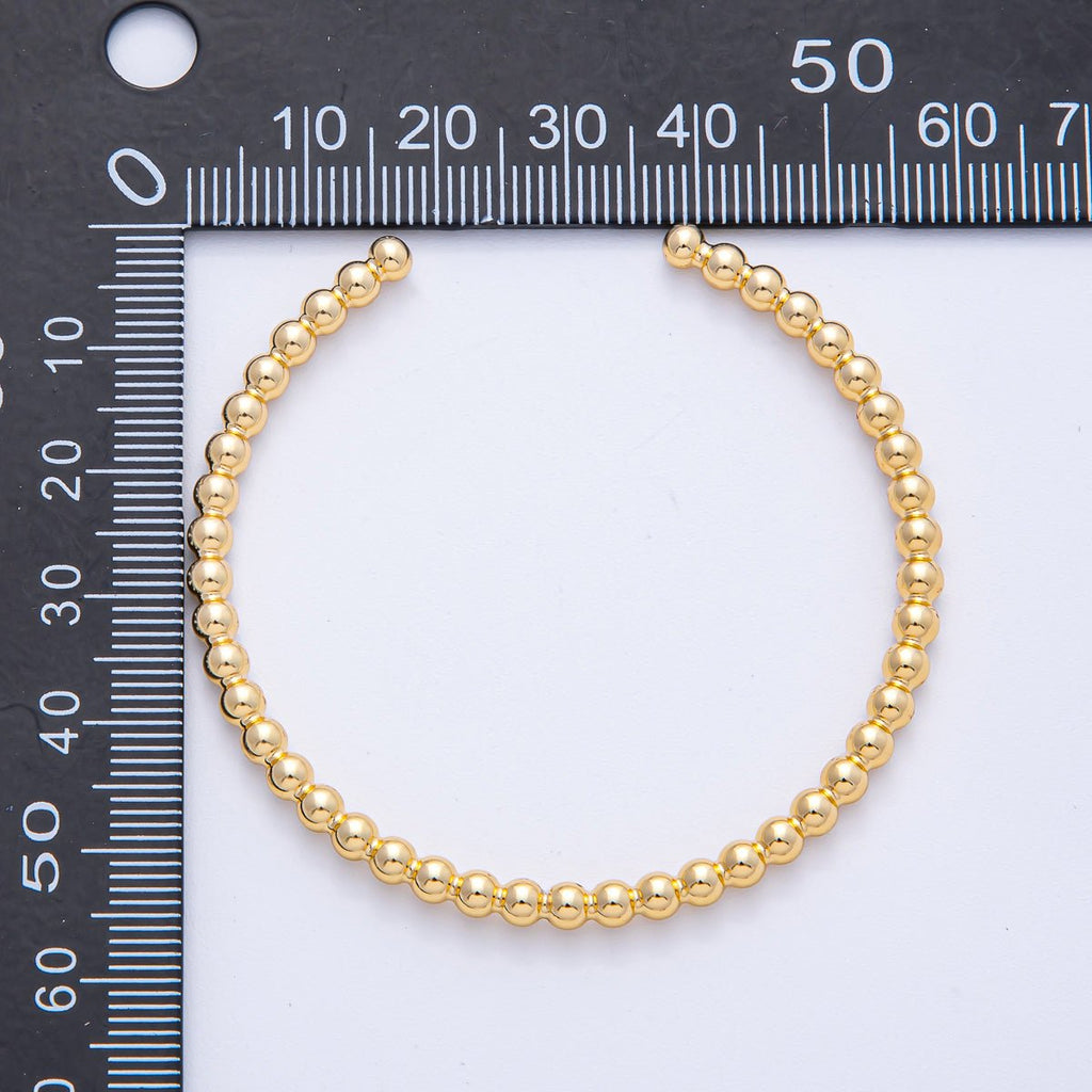 18K Gold Filled 3.5mm Round Beaded Bubble Cuff Bracelet | WA-3861