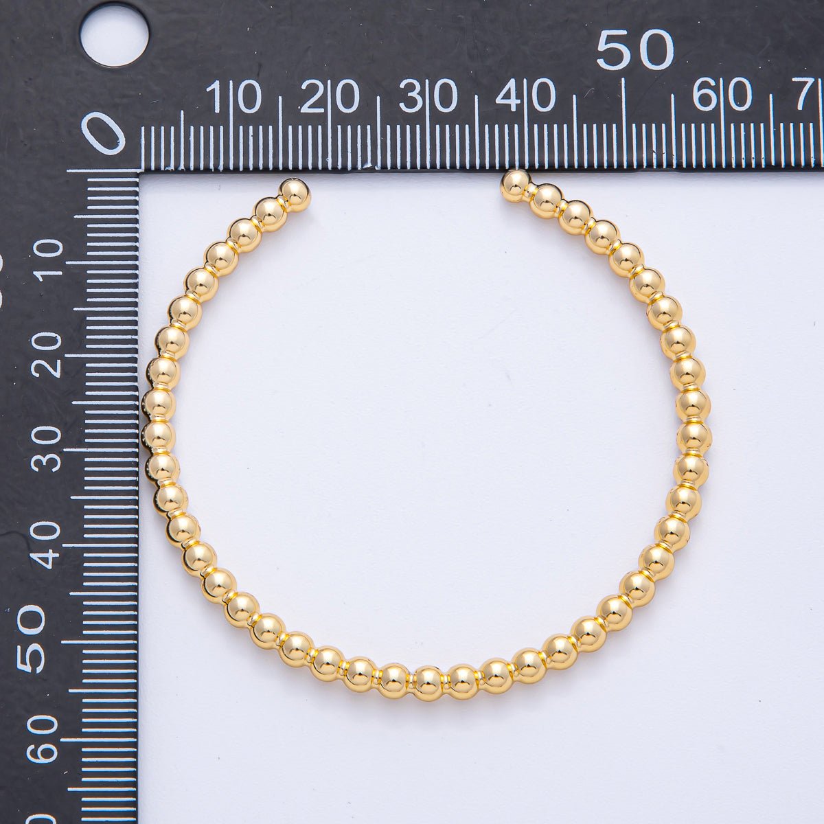 18K Gold Filled 3.5mm Round Beaded Bubble Cuff Bracelet | WA-3861