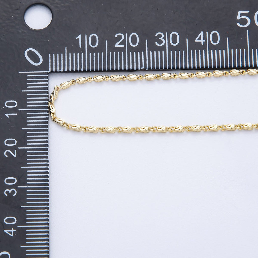 18K Gold Filled 3.5mm x 1.3mm Minimalist Scroll Unfinished Chain by Yard | Roll-1820