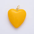 18K Gold Filled 35mm Yellow, Red Enamel Chubby Heart Charm | H138 H100