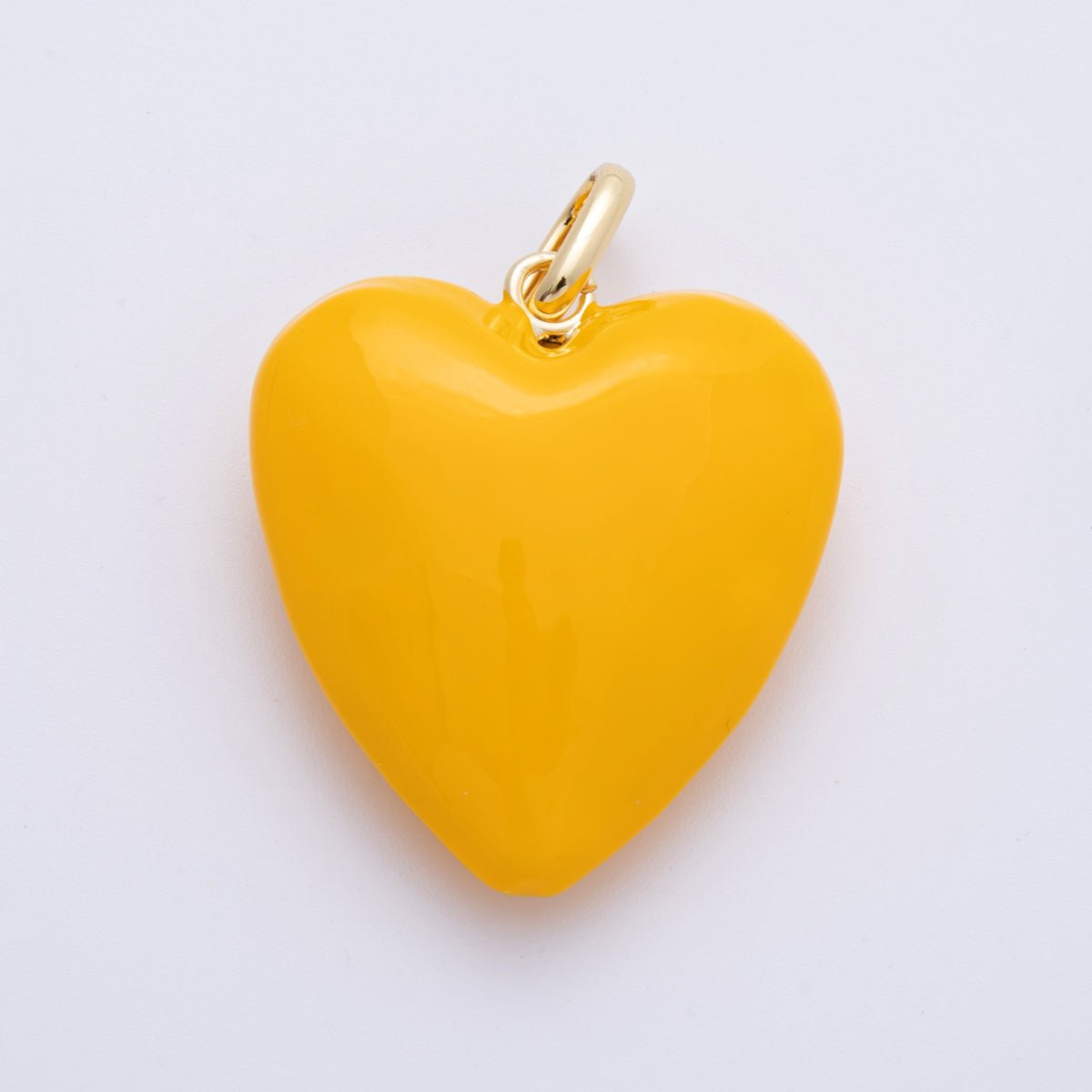 18K Gold Filled 35mm Yellow, Red Enamel Chubby Heart Charm | H138 H100