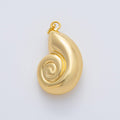 18K Gold Filled 37mm Clam Sea Shell 3D Multidimensional Charm | AF1408