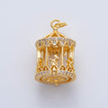 18K Gold Filled Merry Go Round Carousel Micro Paved CZ 3D Charm | AF1444