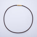 18K Gold Filled 3mm Dark Brown Fall Faux Leather Cord 19 Inch Necklace in Gold & Silver | WA-03857 WA-04596