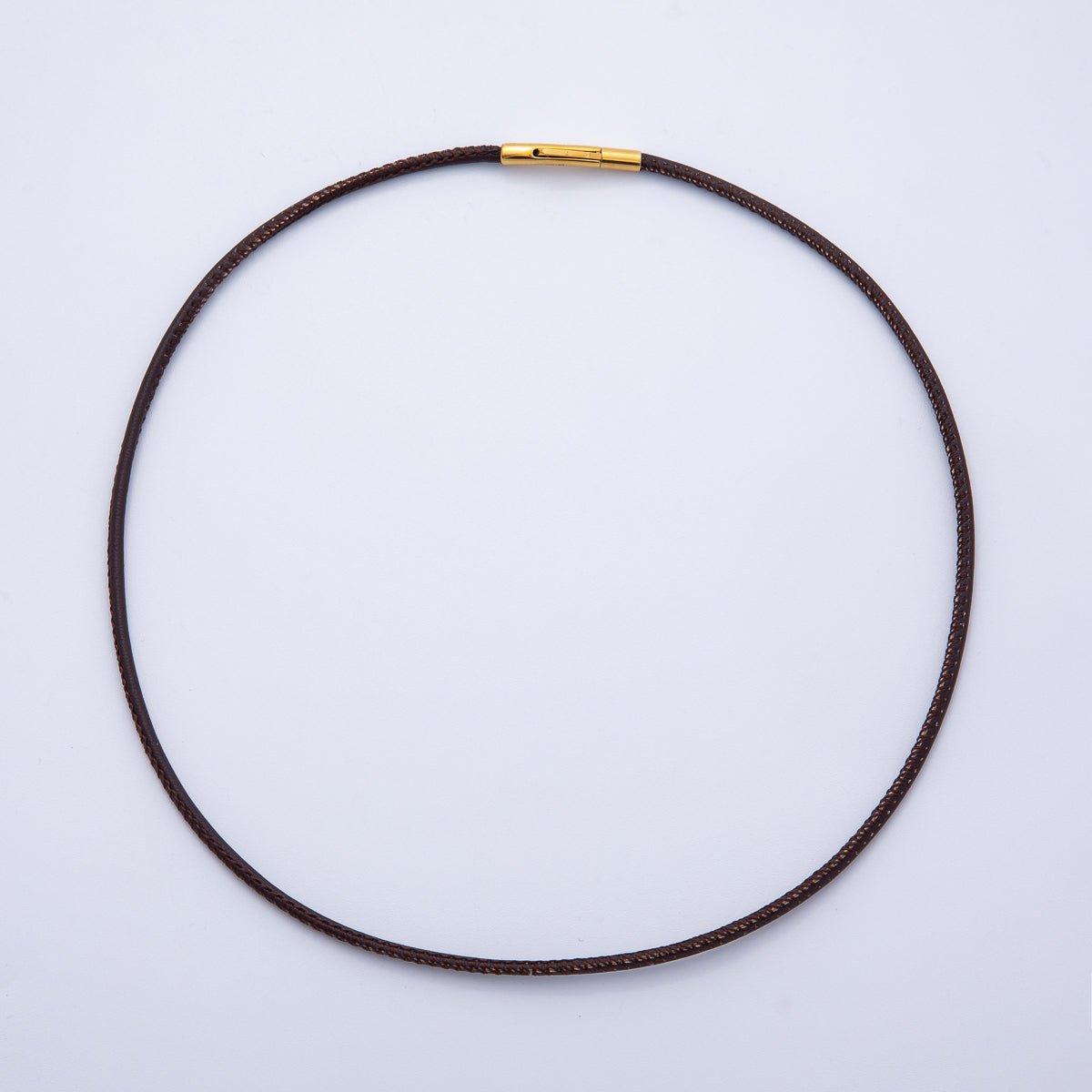 18K Gold Filled 3mm Dark Brown Fall Faux Leather Cord 19 Inch Necklace in Gold & Silver | WA-03857 WA-04596