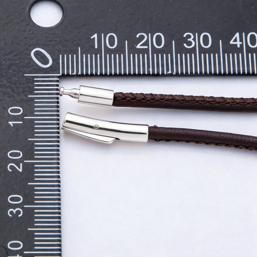 18K Gold Filled 3mm Dark Brown Fall Faux Leather Cord 19 Inch Necklace in Gold & Silver | WA-03857 WA-04596