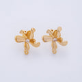 18K Gold Filled 40mm Clear CZ Molten Flower Drop Stud Earrings Findings | Findings-00030