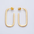 18K Gold Filled 40mm Micro Paved CZ J-Shaped Hoop Earrings | AD1635