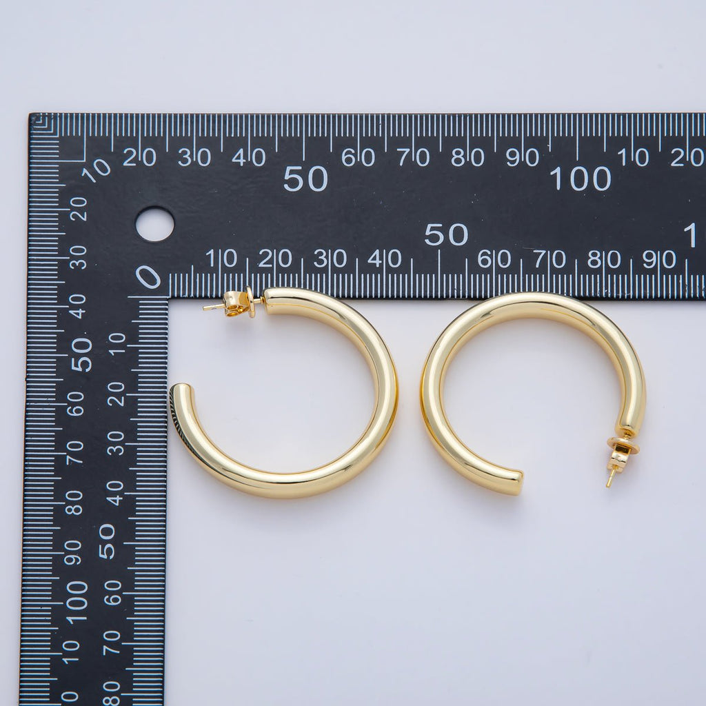 18K Gold Filled 40mm Minimalist C-Shaped Hoop Earrings | AD1652