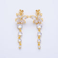 18K Gold Filled 42.5mm Clear CZ Butterfly Drop Stud Earrings | Earrings-00047