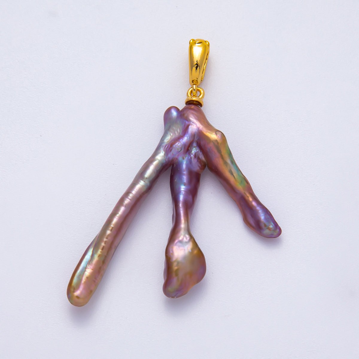 18K Gold Filled 45mm Purple, Pink, White Baroque Freshwater Pearl Coral Pendant | Charms-00493 ~ Charms-00495