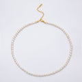 18K Gold Filled 4.5mm White Beige Round Button Freshwater Pearl 15.62 Inch Necklace | WA-04262