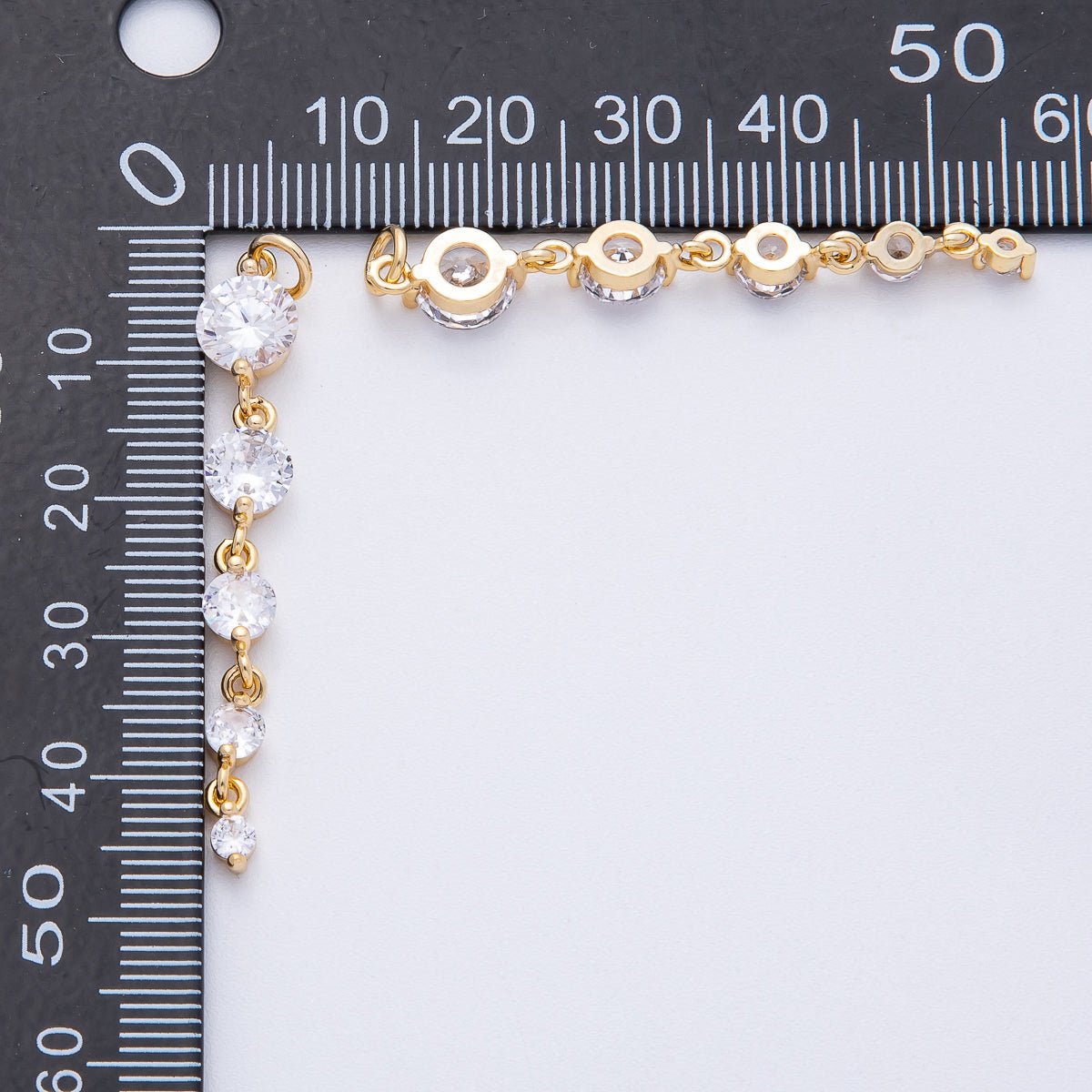 18K Gold Filled 46mm Clear Round CZ Gradient Connector | AK119