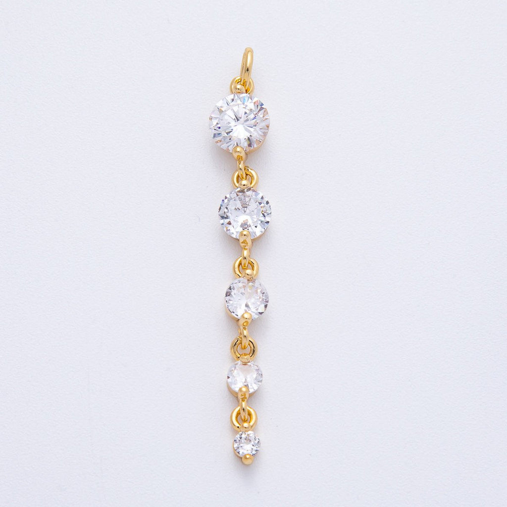 18K Gold Filled 46mm Clear Round CZ Gradient Connector | AK119