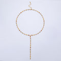 18K Gold Filled 4.6mm Multicolor CZ Bezel Heart Lariat Chain 18 Inch Necklace | WA-3967