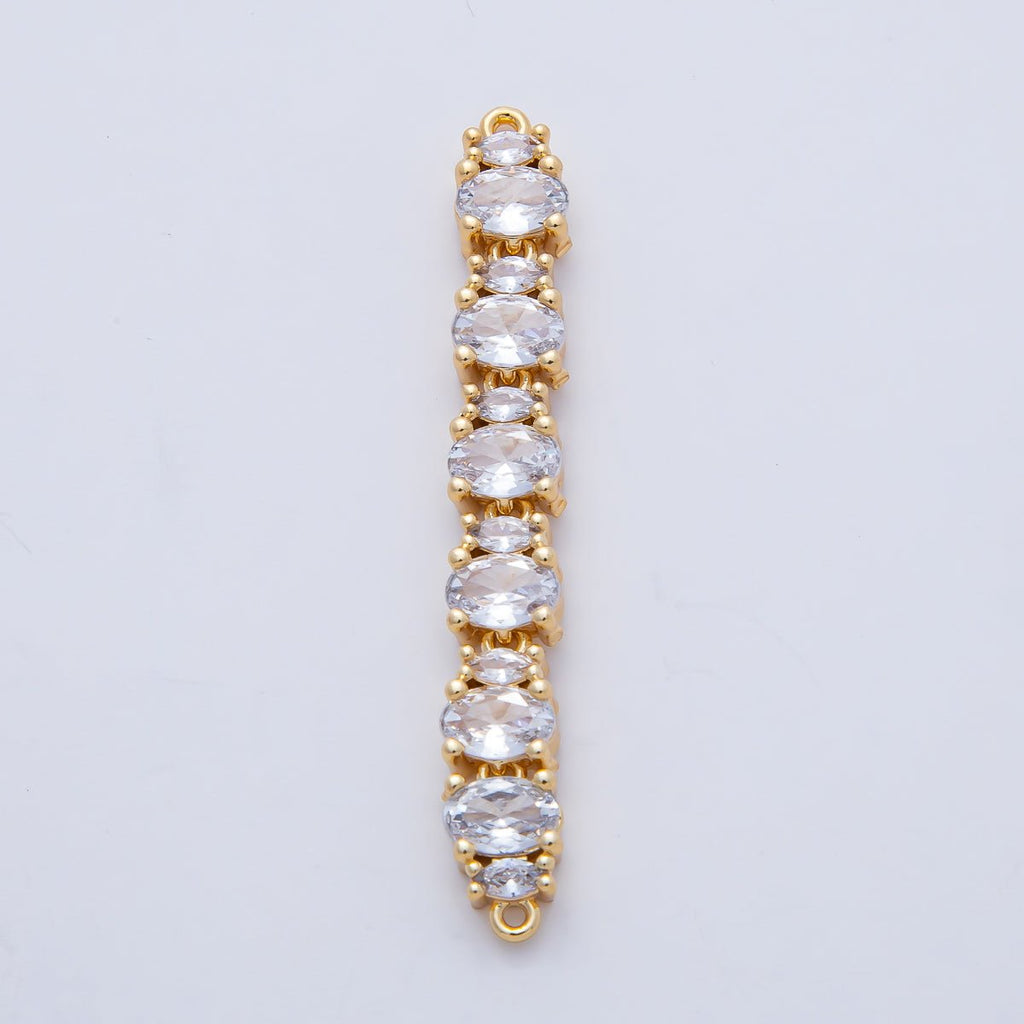 18K Gold Filled 46mm x 6mm Clear CZ Oval Marquise Connector | Y166