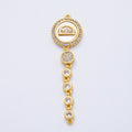 18K Gold Filled 47mm Shell Pearl Clear CZ Micro Paved Round Round Connector | Y172