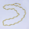 18K Gold Filled 4.8mm Twisted Curved Geometric 16 Inch Necklace w. Paperclip Extender in Gold & Silver | WA-4006 WA-4007