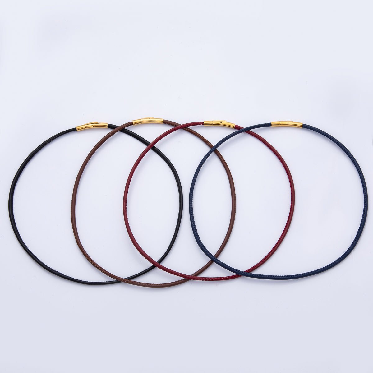 18K Gold Filled 4mm Black, Brown, Red, Blue Fall Faux Leather Cord 19 Inch Necklace | WA-3853 ~ WA-3856