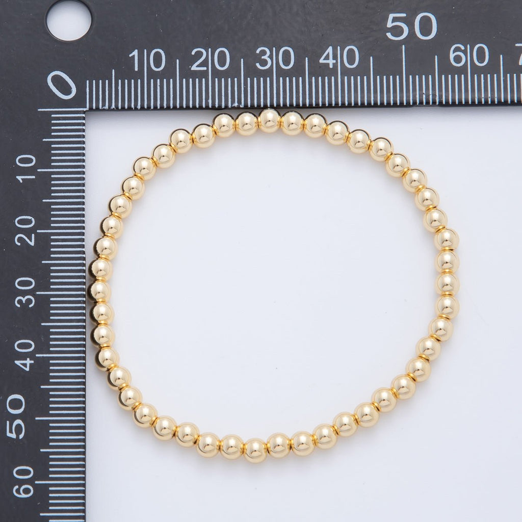 18K Gold Filled 4mm Minimalist Round Ball Stretch Bracelet | WA-03948