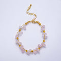 18K Gold Filled 4mm Pebble Chip Natural Gemstone Ball Bead Chain 7 Inch Bracelet w. Extender | WA-04417 ~ WA-04420