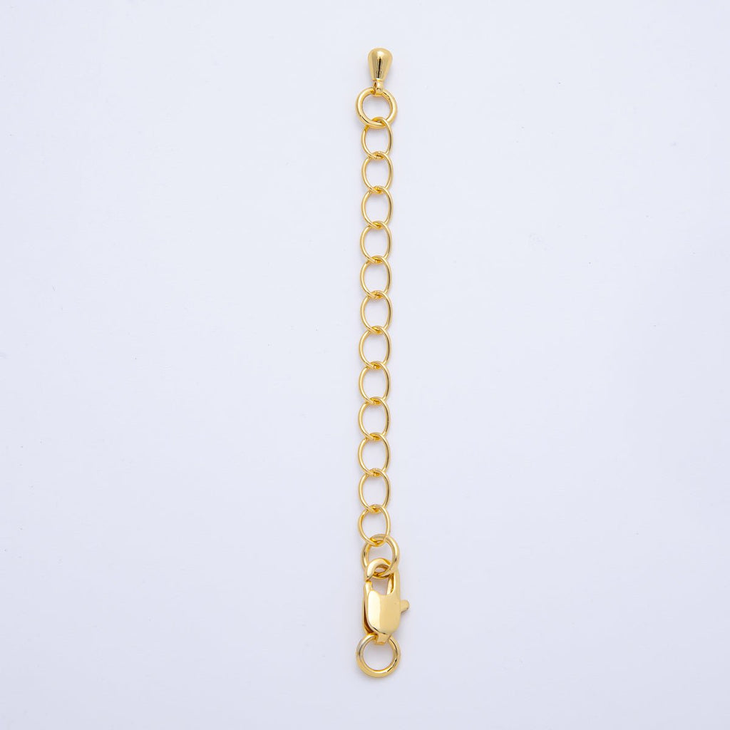 18K Gold Filled 4mm Rectangle Lobster Claw Clasp w. 3-Inch Extender Closure | Findings-00078