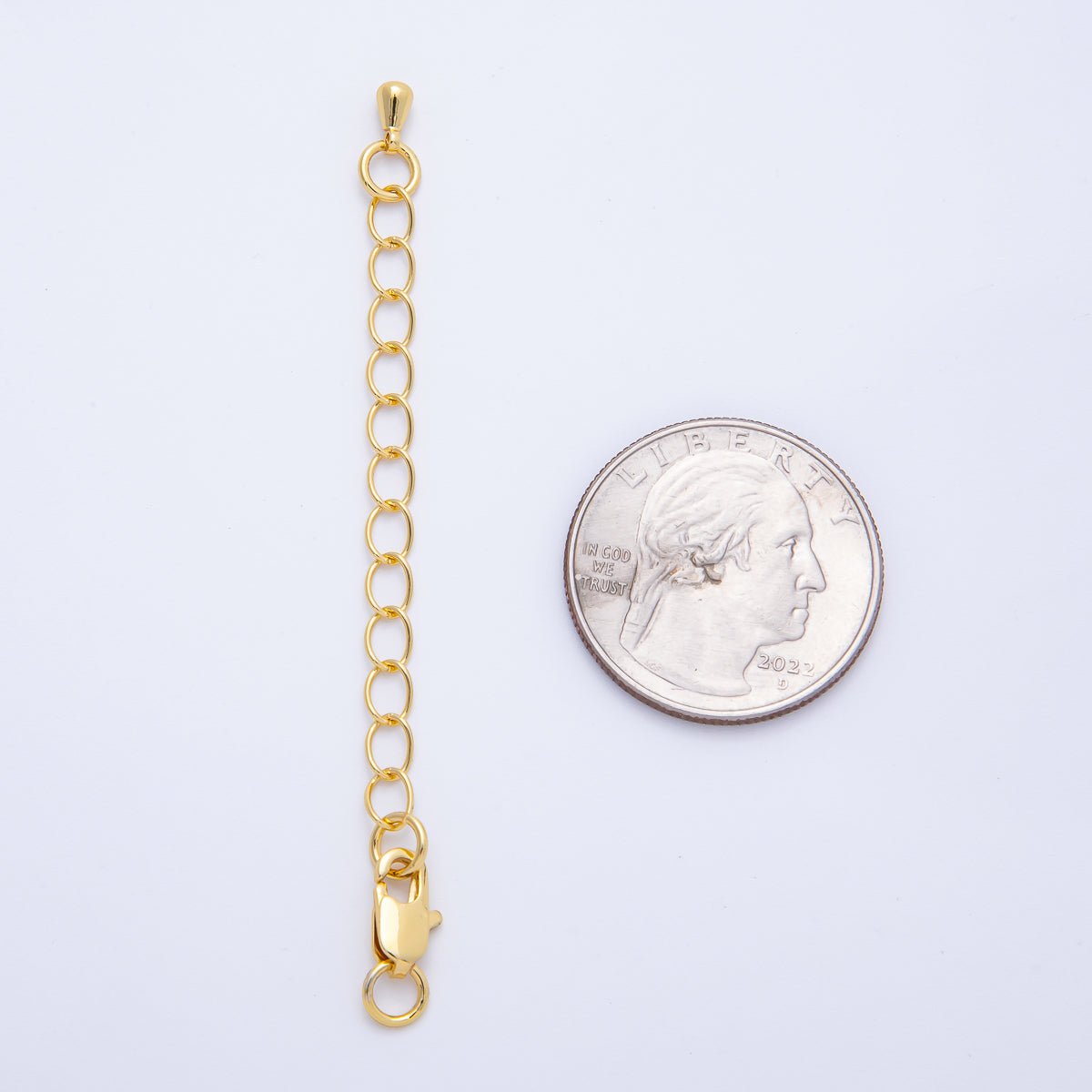 18K Gold Filled 4mm Rectangle Lobster Claw Clasp w. 3-Inch Extender Closure | Findings-00078