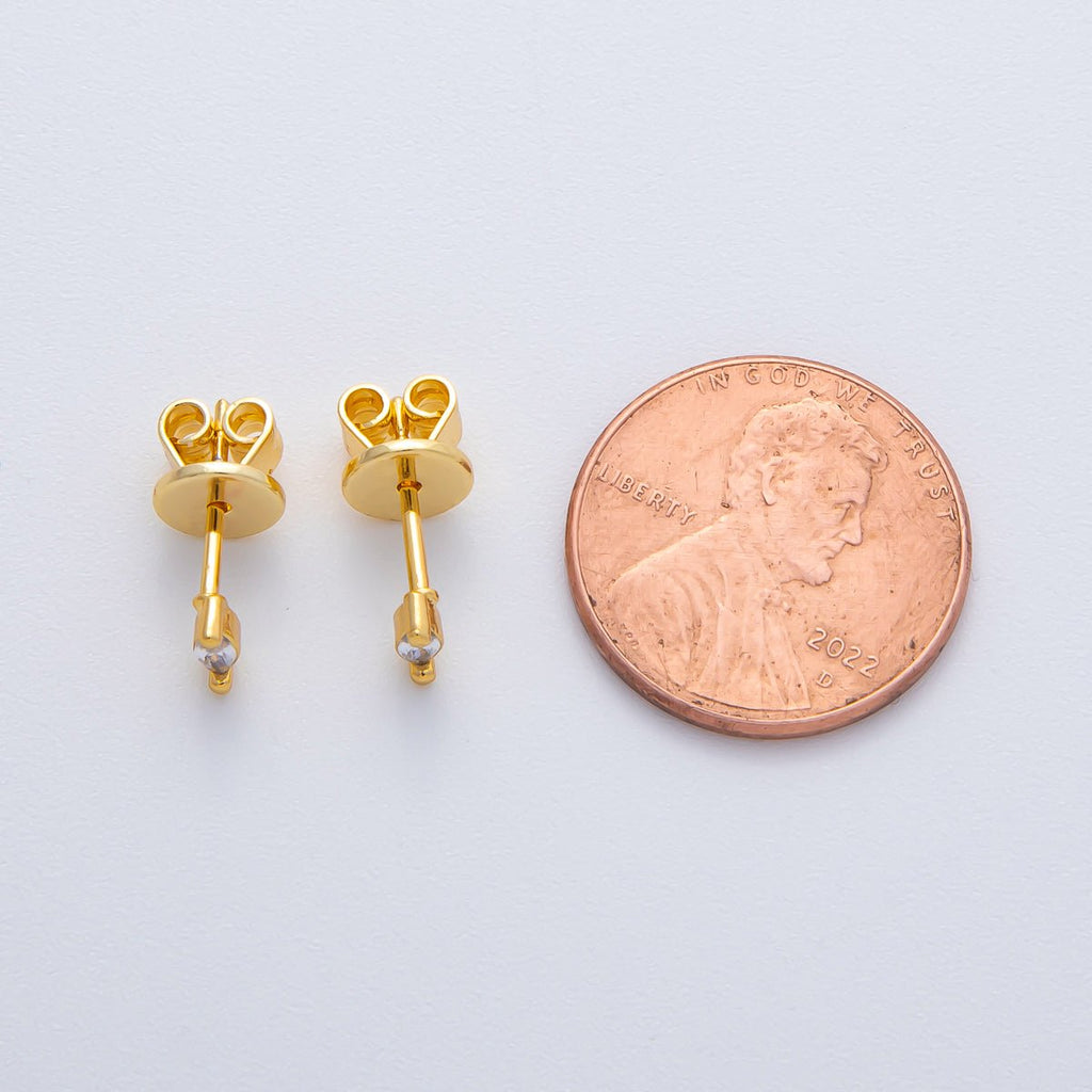 18K Gold Filled 5.2mm Clear CZ Marquise Dainty Stud Earrings | AD1626