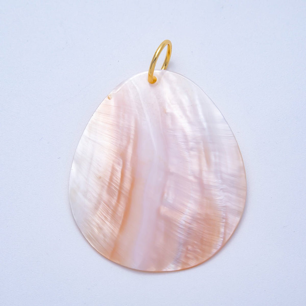 18K Gold Filled 53mm Pink Mother of Pearl Natural Gemstone Pendant | Charms-00614