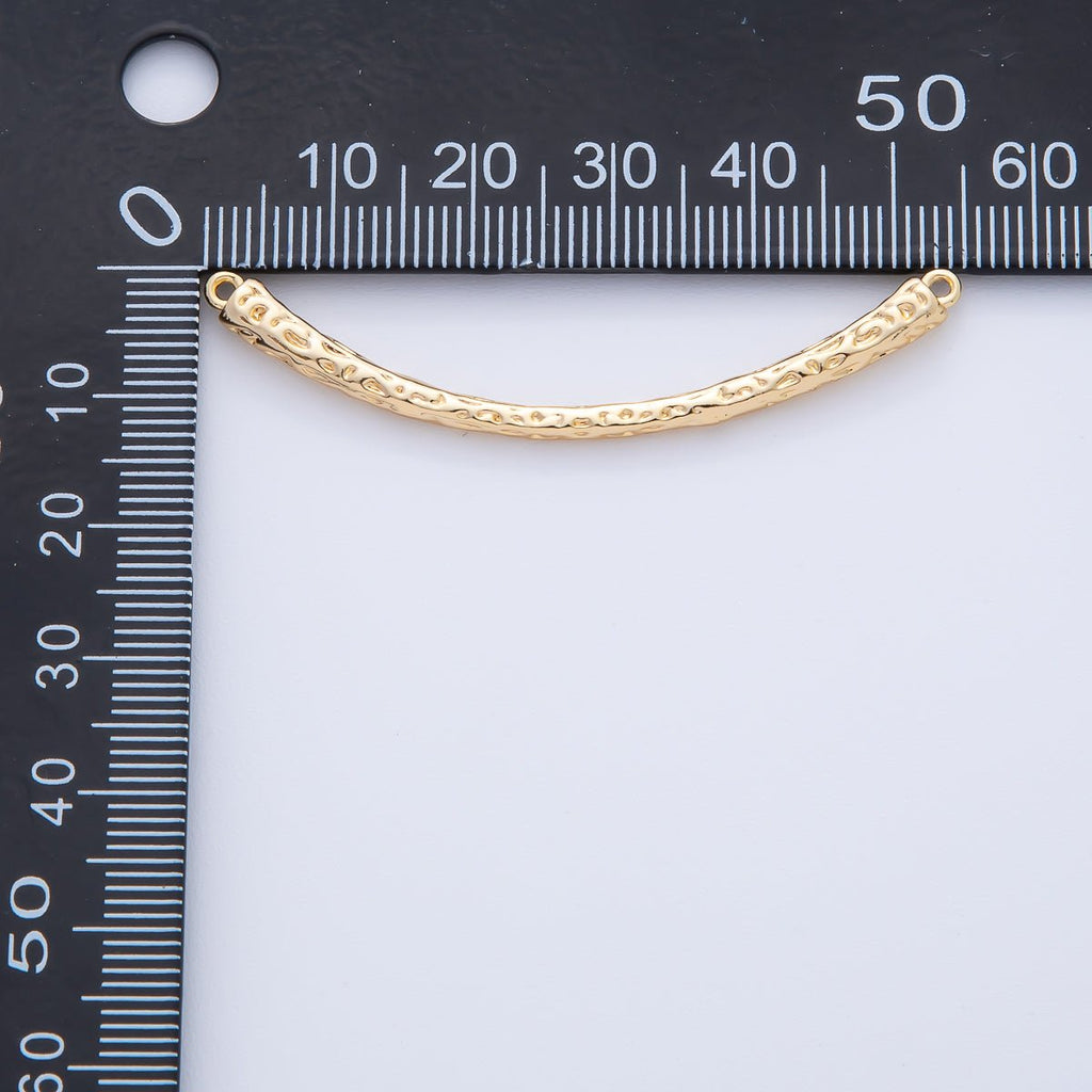 18K Gold Filled 54mm Hammered Curved Connector | Y168