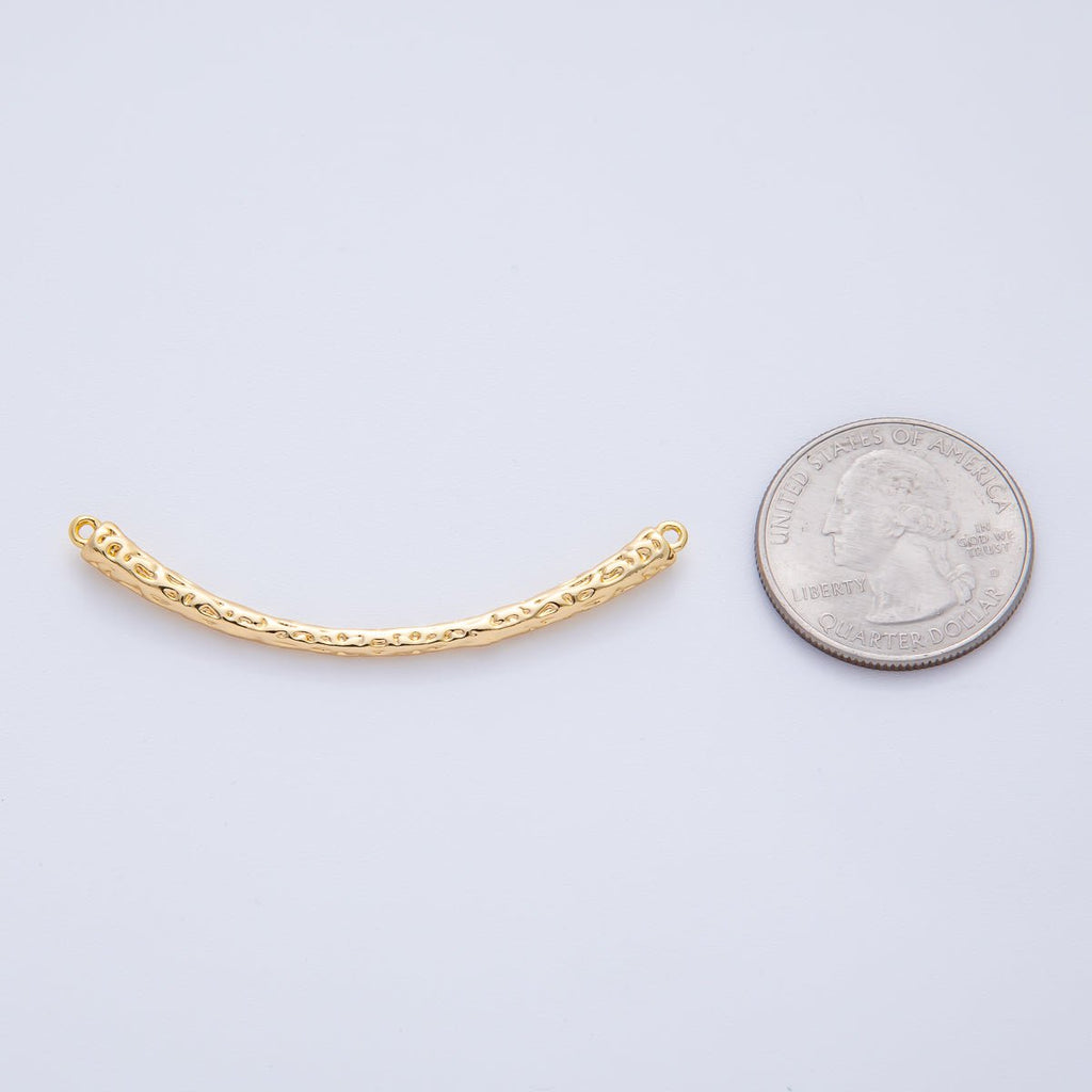 18K Gold Filled 54mm  Geometric Hammered Curved Connector | Y168