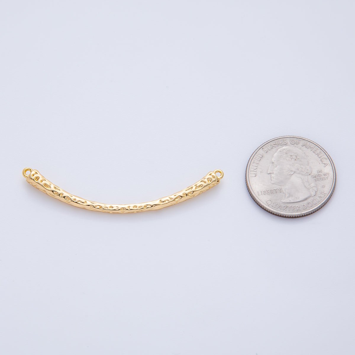 18K Gold Filled 54mm  Geometric Hammered Curved Connector | Y168