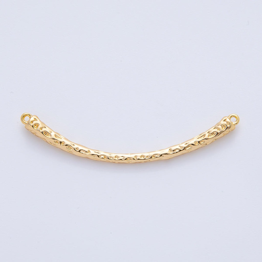 18K Gold Filled 54mm Hammered Curved Connector | Y168