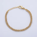 18K Gold Filled 5.5mm Micro Paved CZ Curb Chain 7.35 Inch Bracelet | WA-3949