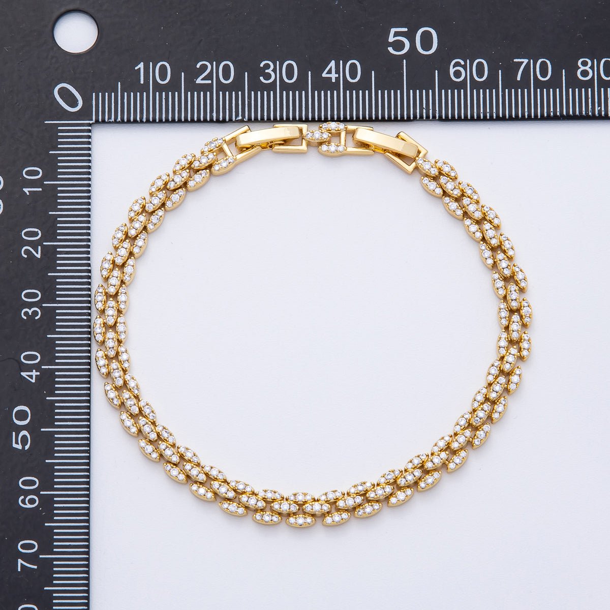 18K Gold Filled 5.5mm Micro Paved CZ Panther Chain Adjustable Bracelet | WA-3885