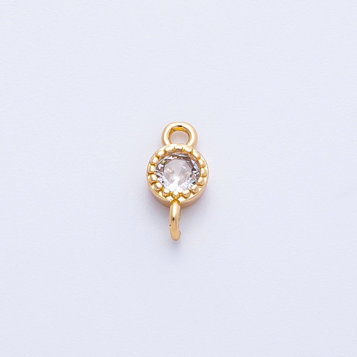 18K Gold Filled 5mm Clear CZ Round Bezel Connector in Gold & Silver | Connectors-00014 Connectors-00015