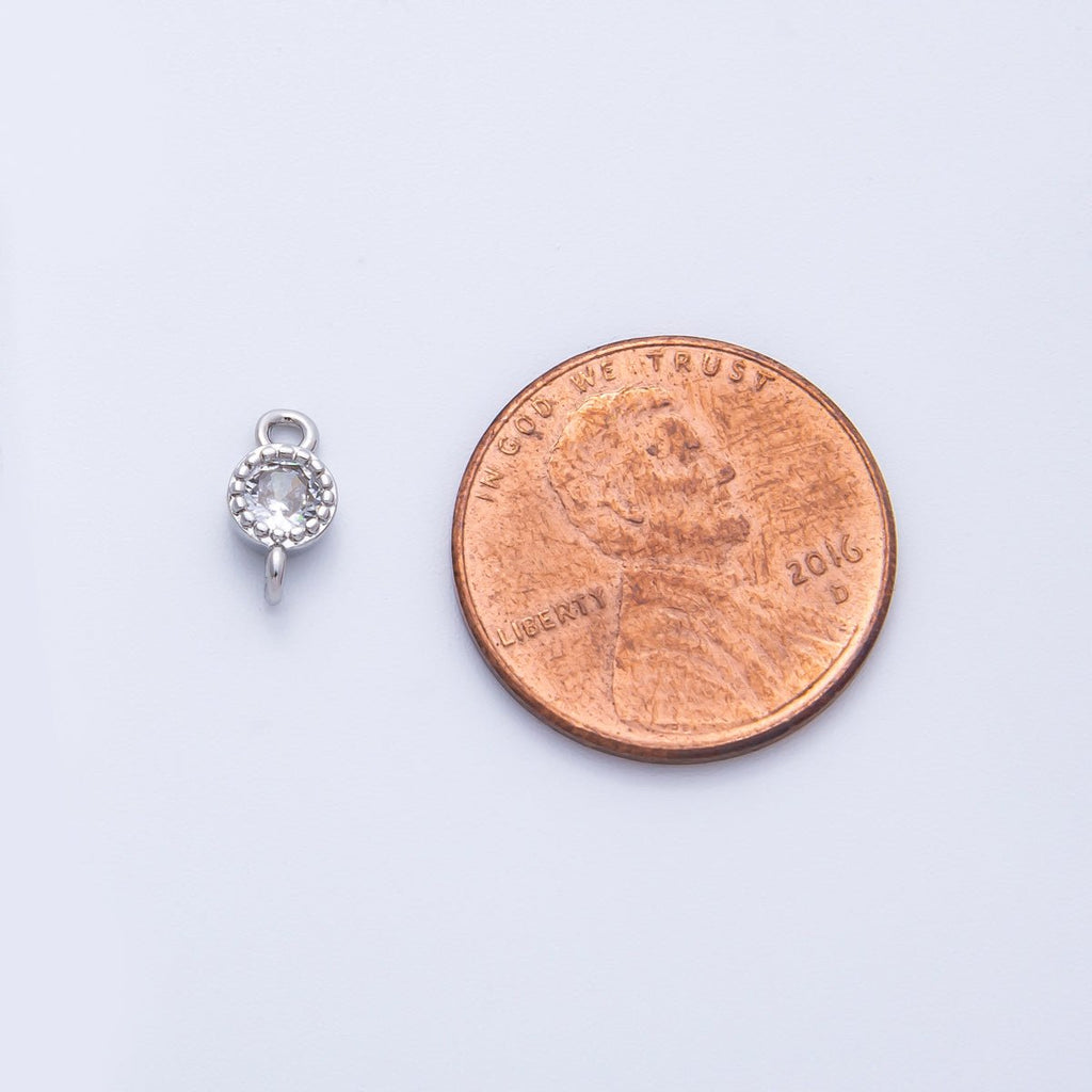 18K Gold Filled 5mm Clear CZ Round Bezel Connector in Gold & Silver | Connectors-00014 Connectors-00015